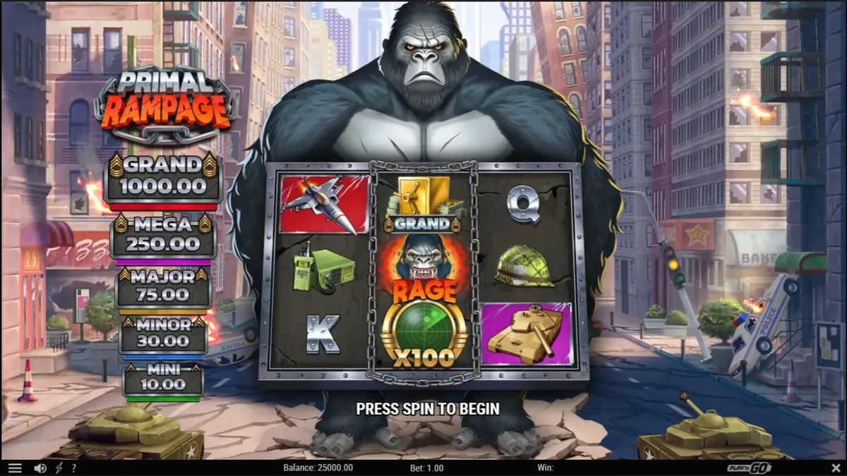 O gorila colossal de Primal Rampage em meio a ruínas antigas